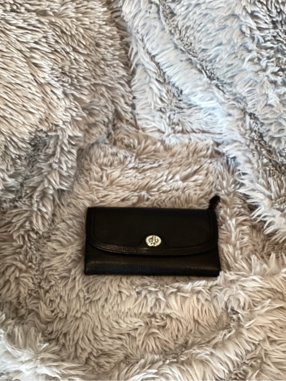 Coach Everyday Black Leather Wallet with Turn-Lock Closure